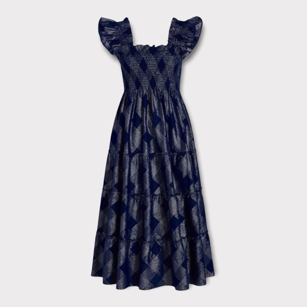 HILL HOUSE Ellie Nap Dress - Navy Glitter Check - Picture 3 of 6